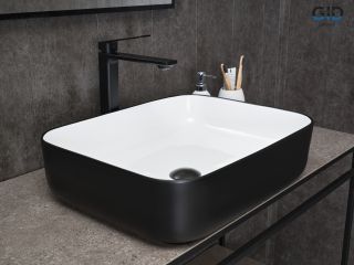 Раковина Gid Nc366 52205 накладная белая / черная 50x39x13